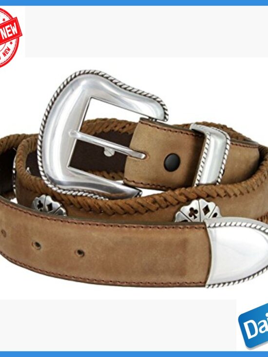 Western Leather Belt with Card Suit Conchos, 1 1/2\ display picture 1